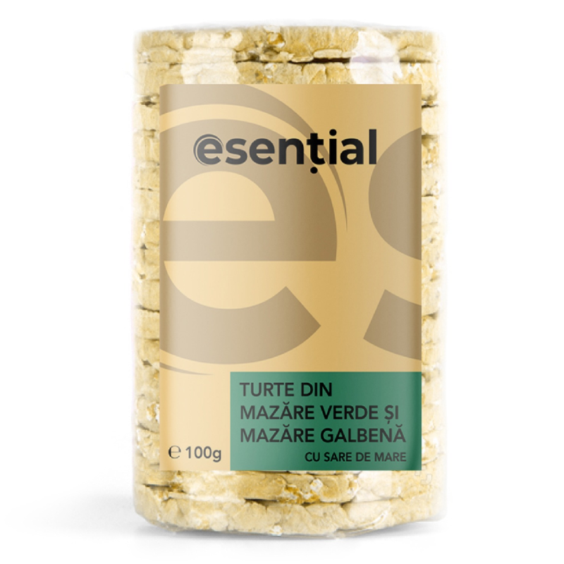 Turte din mazare galbena si mazare verde cu sare de mare Esential, 100 g, Pronat