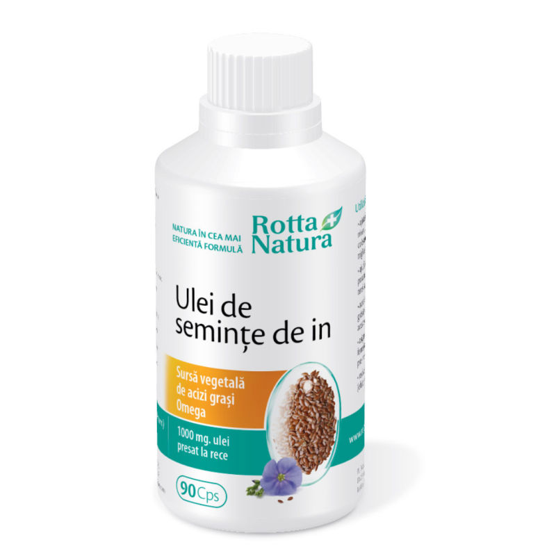 Ulei de seminte de in 1000 mg, 90 capsule, Rotta Natura