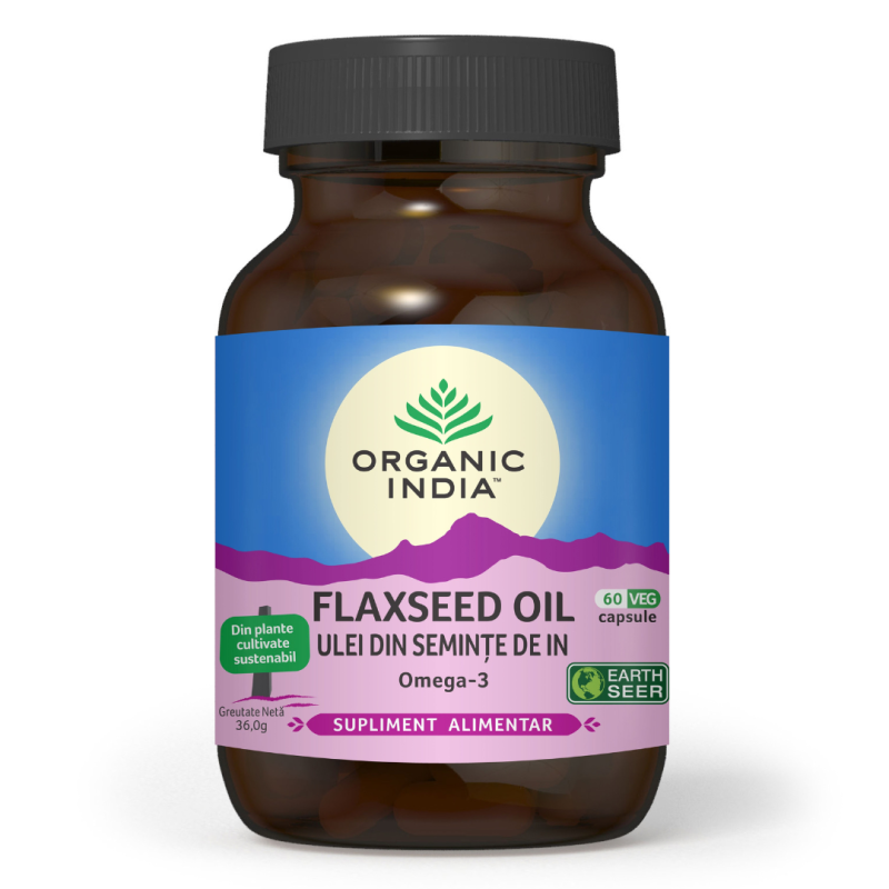 Ulei din seminte de in, Omega-3, 60 capsule, Organic India