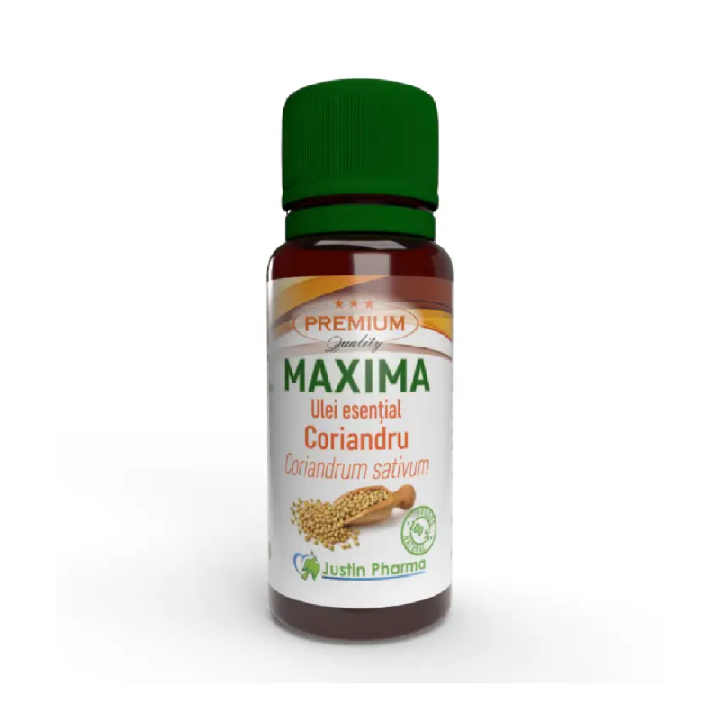 Ulei esential Coriandru Maxima, uz extern, 10 ml, Justin Pharma