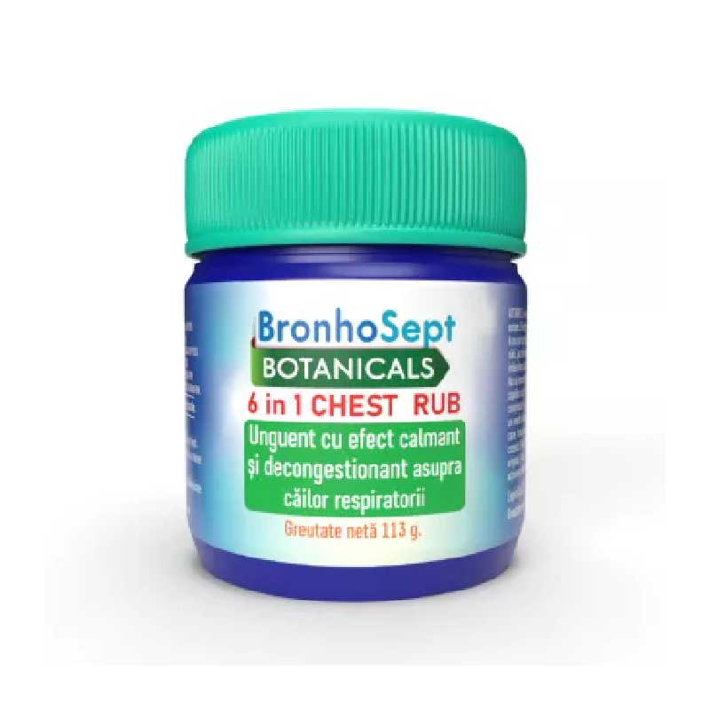 Unguent Chest Rub Decongestionant BronhoSept, 113g, Justin Pharma