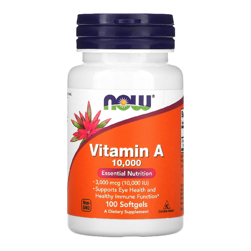 Vitamina A, 10,000 UI, 100 gelule moi, Now Foods