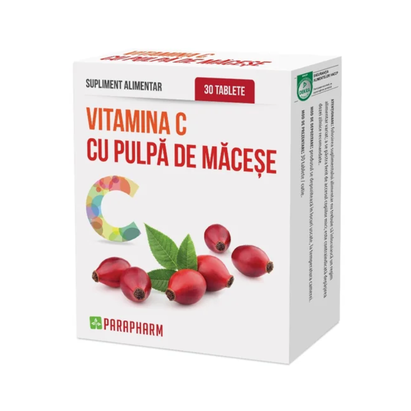 Vitamina C cu pulpa de Macese, 30 capsule, Parapharm