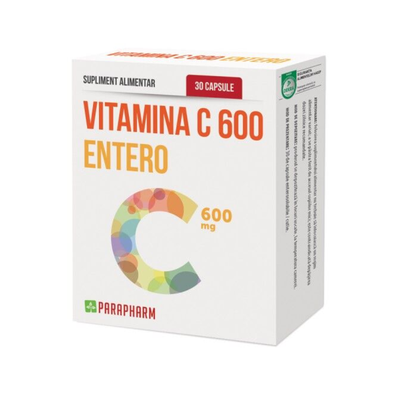 Vitamina C Entero 600mg, 30 capsule, Parapharm