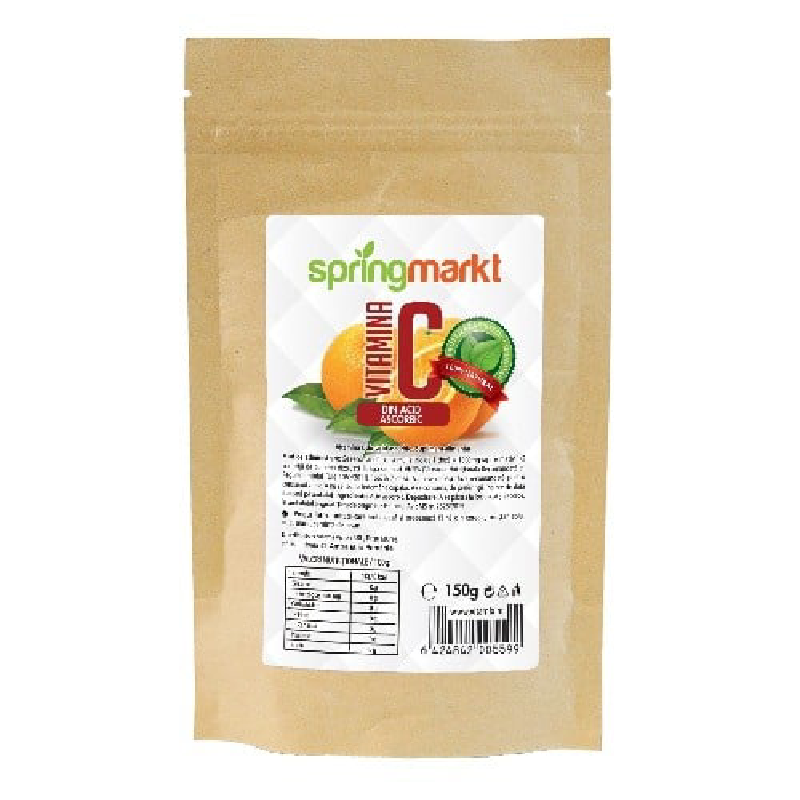 Vitamina C pulbere acid ascorbic Springmarkt, 150g,  Adams 