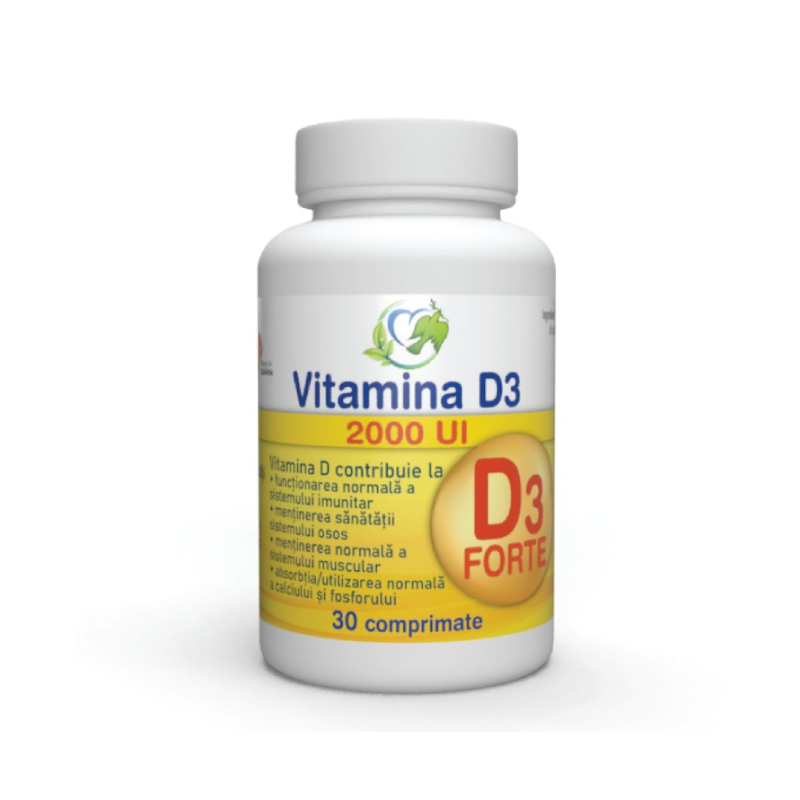 Vitamina D3 Forte, 2000UI, 30 comprimate, Justin Pharma