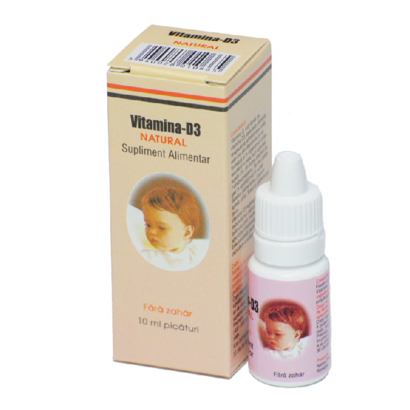 Picaturi cu Vitamina D3 Natural, 10 ml, Natural Pharmaceuticals