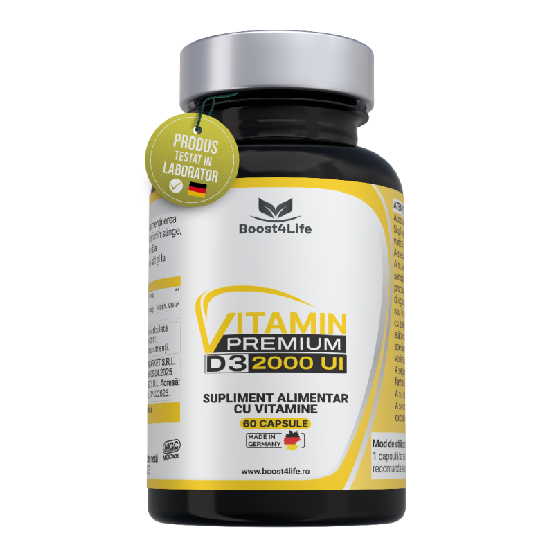 Vitamina D3 Premium 2000 UI, MGCaps®, 60 capsule vegetale, Boost4Life