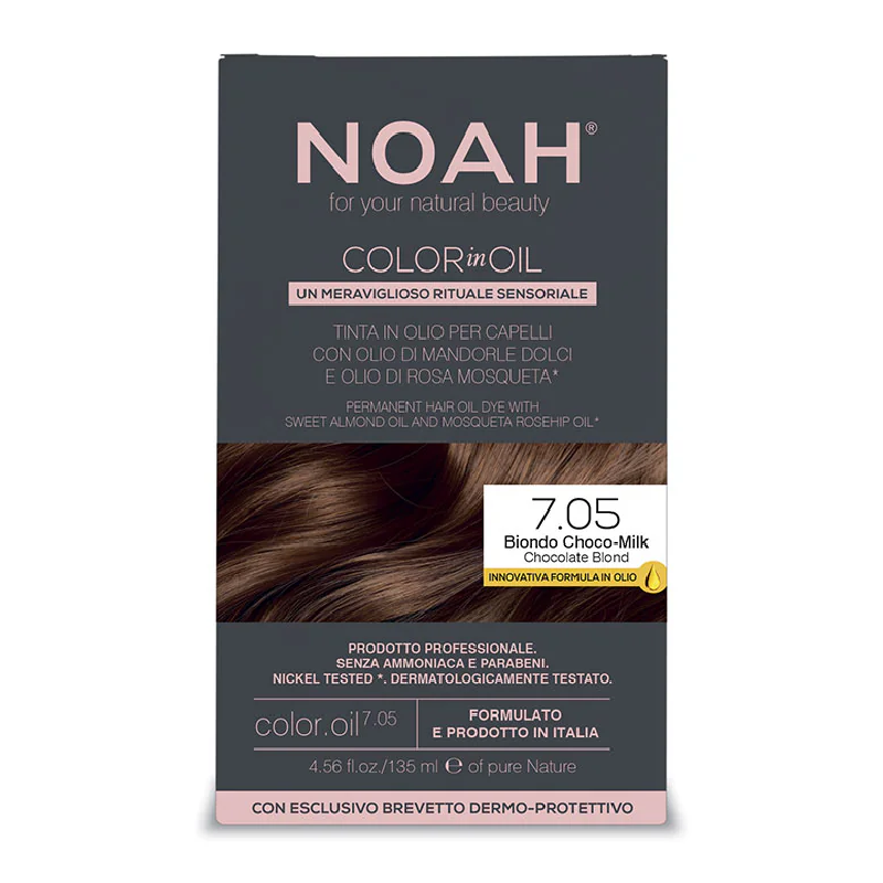Vopsea de par permanenta fara amoniac, 7.05 Chocolate Blond, Color in Oil, 135 ml, Noah