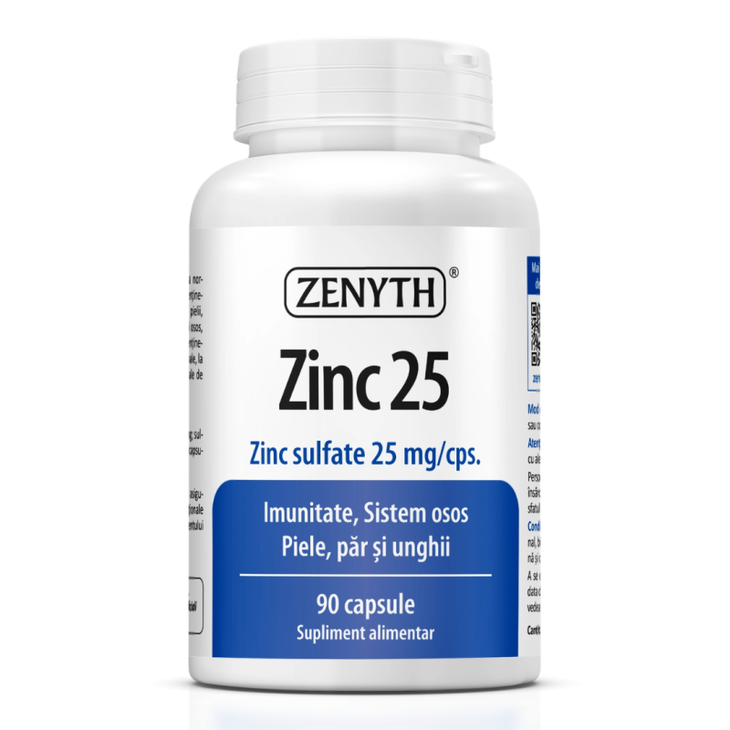Zinc 25 (sulfat de zinc), 25 mg, 90 capsule, Zenyth
