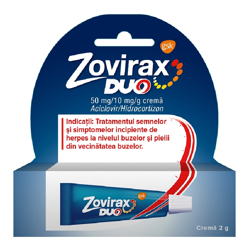 Zovirax Duo crema, 50 mg/10mg/g, 2 g, Gsk