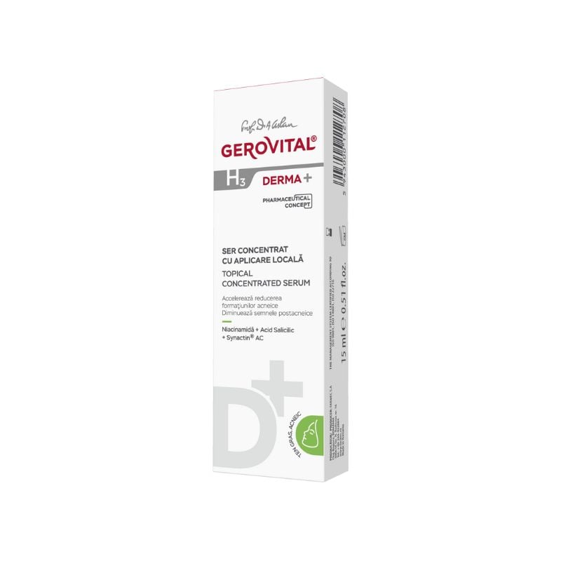 Ser concentrat cu aplicare locala H3 Derma+, 15 ml, Gerovital