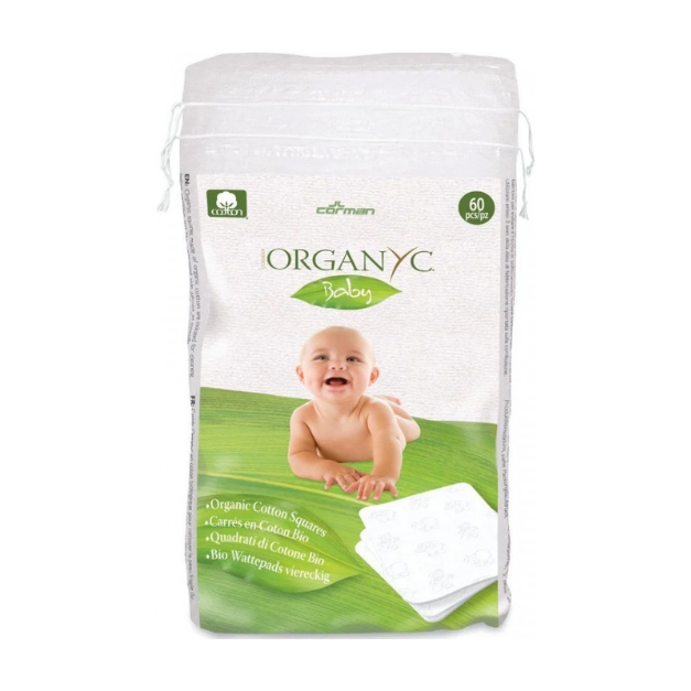 Dischete Patrate Din Bumbac Organic Pentru Copii Baby, 60 Bucati, Organyc