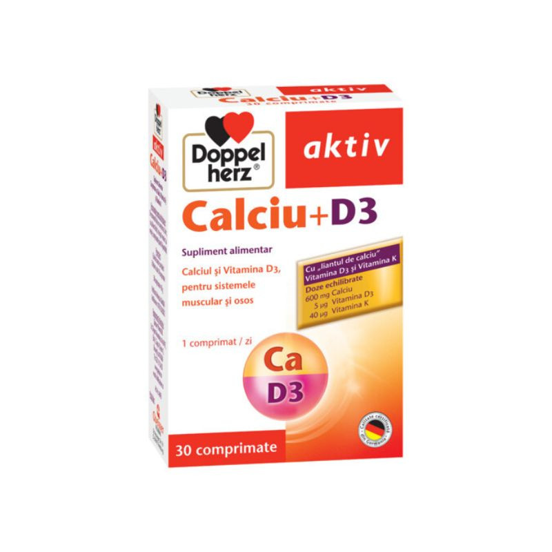 Calciu + D3, 30 comprimate, Doppelherz calciu imagine noua