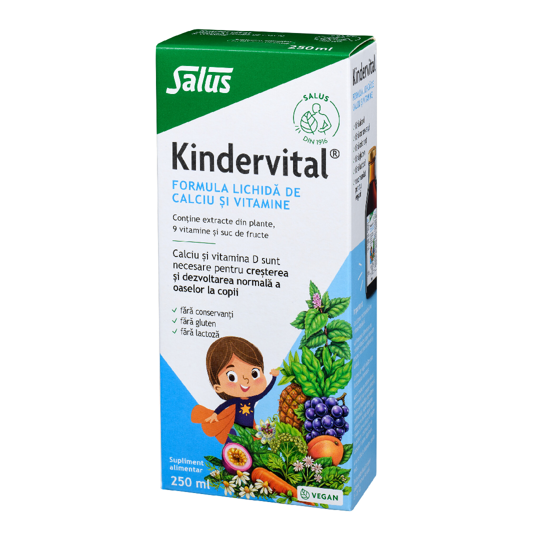 Formula lichida de calciu si vitamine Kindervital®, 250 ml, Salus 