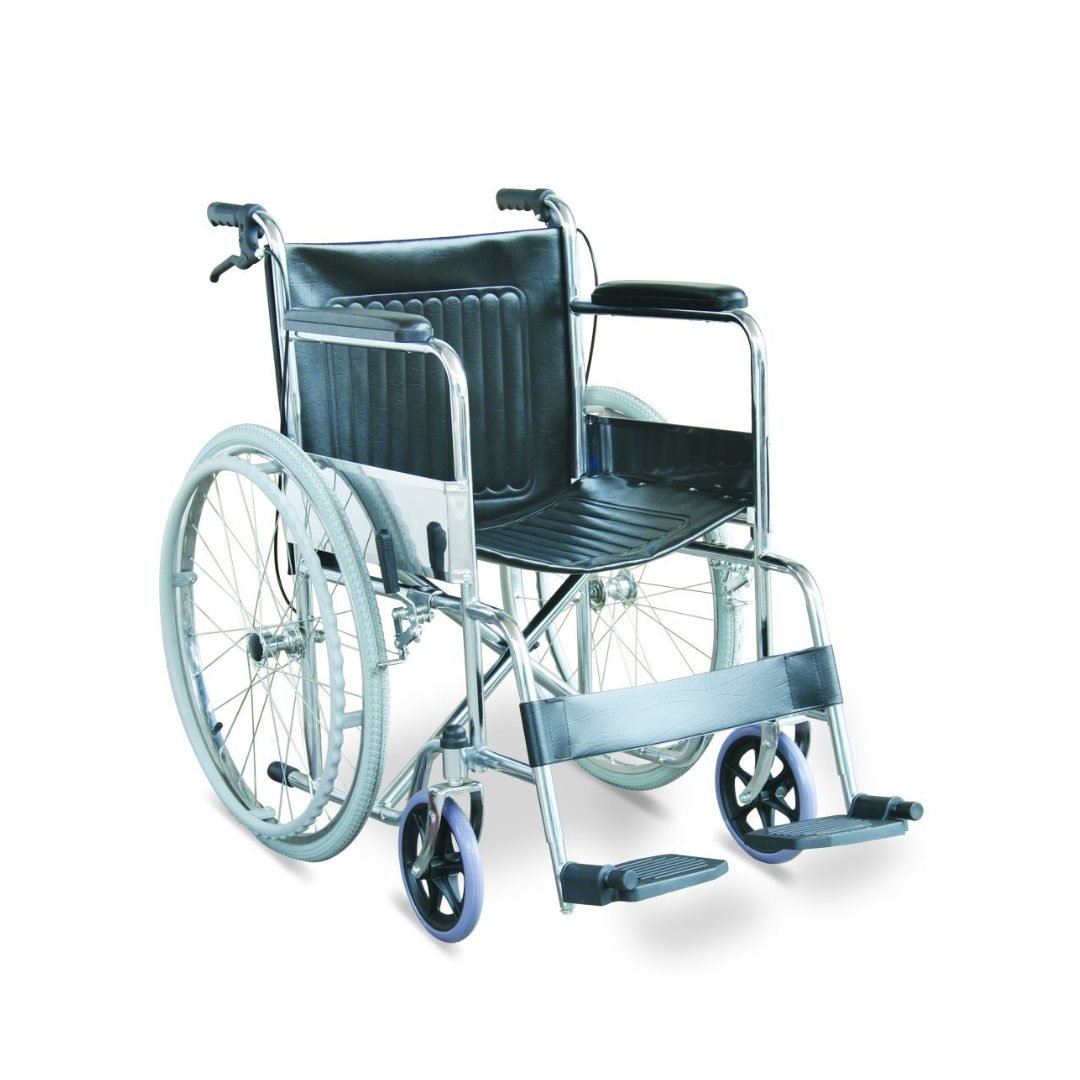 Fotoliu rulant pliabil, cu manevrare manuala si sistem de franare
