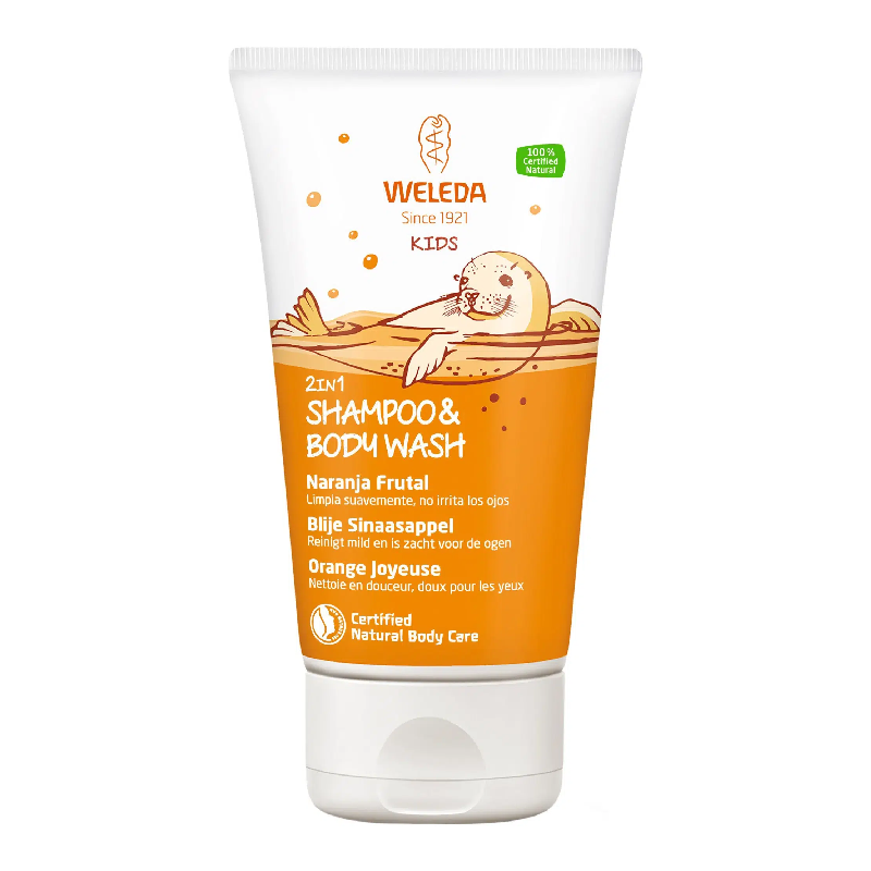 Gel de dus si sampon cu portocala 2in1 Kids, 150 ml, Weleda