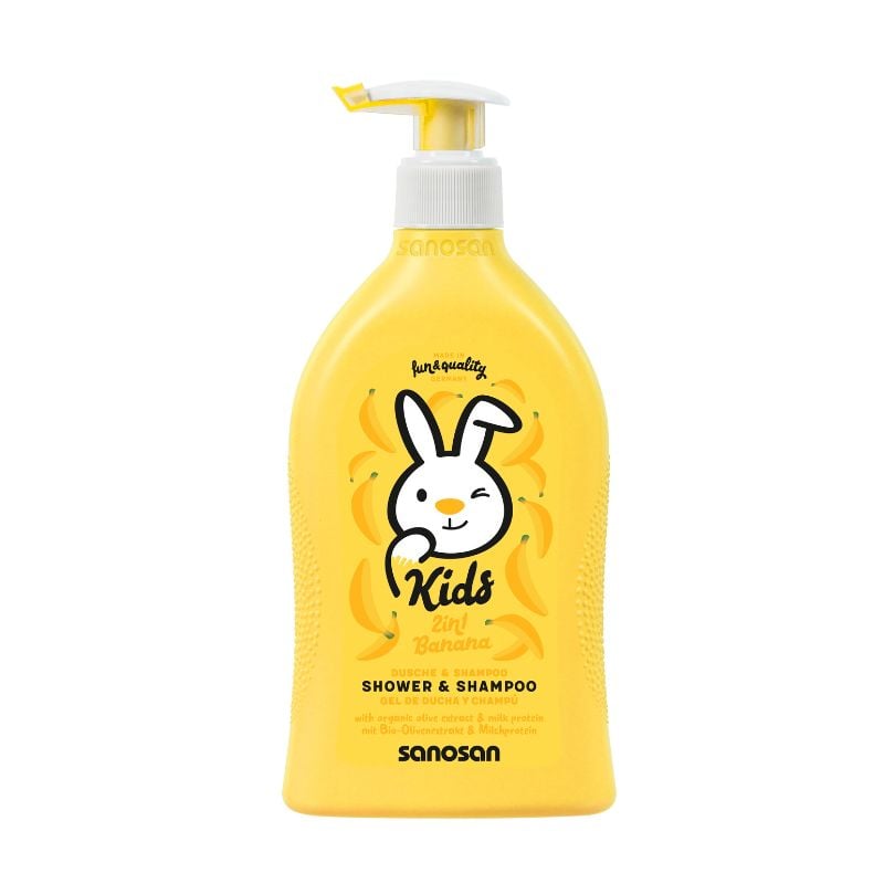 Gel de dus si sampon cu aroma de banane KIDS, 400 ml, Sanosan