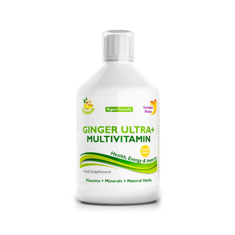 Ginger ULTRA+ Multivitamine, Minerale, Verdețuri, Fructe + Fier, 500 ml, Swedish Nutra 500 imagine noua