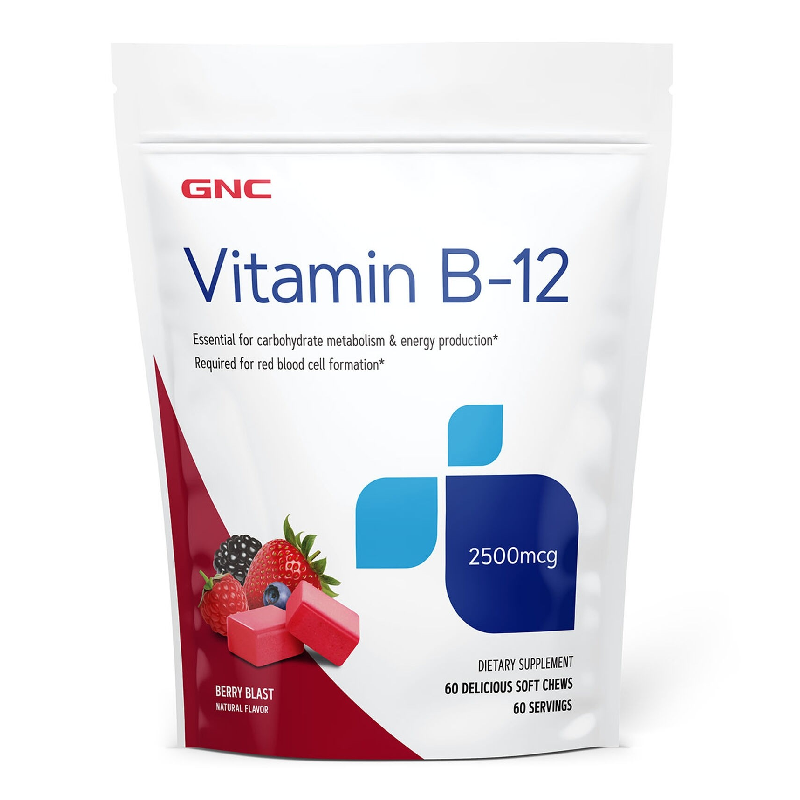 Vitamina B-12 2500 mcg, cu Aroma de Fructe de Padure, 60 caramele, GNC 