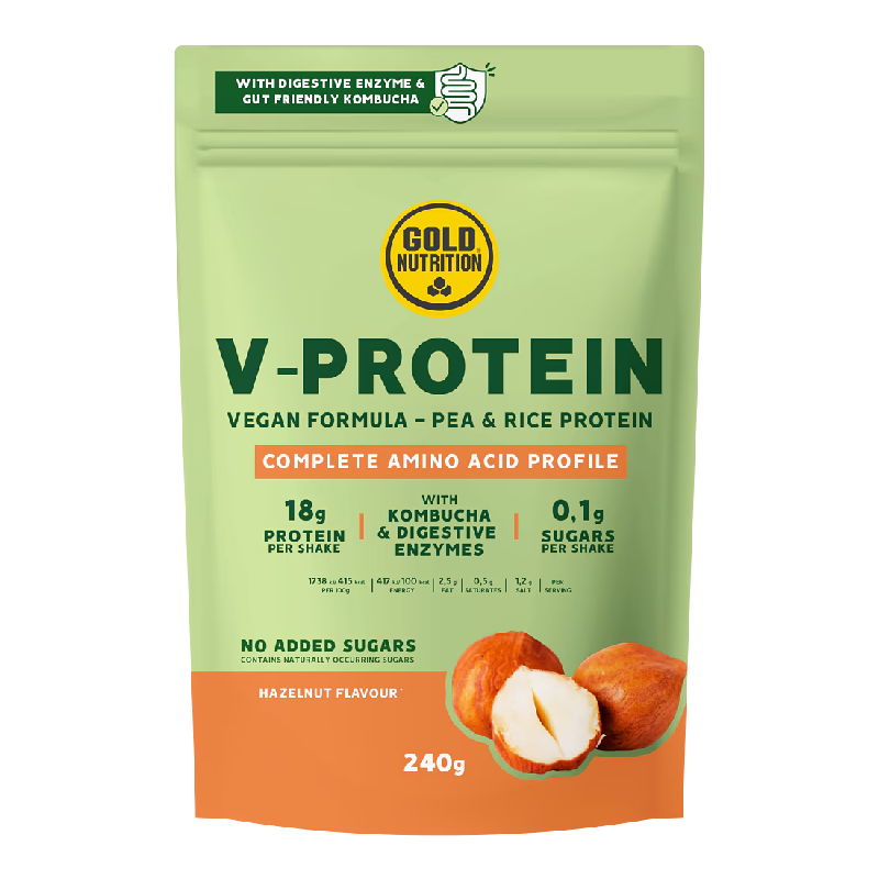 Gold Nutrition Pudra Proteica Vegetala V-protein Alune de padure, 240g