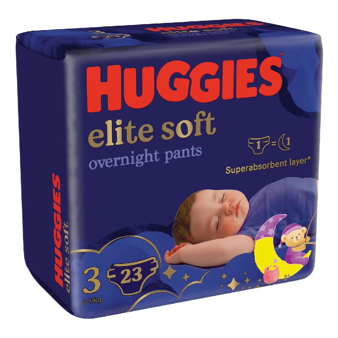 Scutece Chilotel De Noapte Elite Soft Pants Overnight Nr.3, 6-11kg, 23 Bucati, Huggies