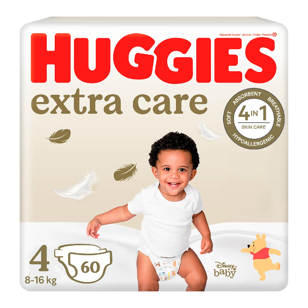 Scutece Extra Care Nr.4, 8-16 Kg, 60 Bucati, Huggies