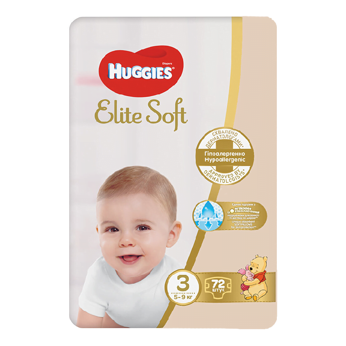 Huggies Scutece Elite Soft Mega Nr.3, 5-9 Kg, 72 Bucati