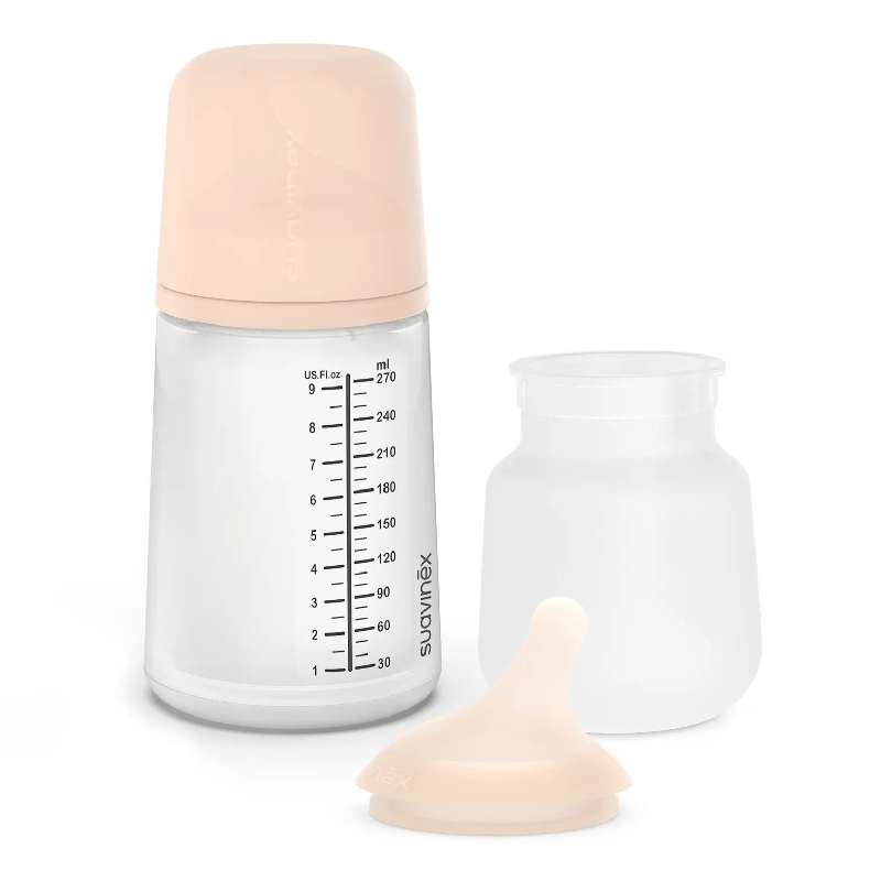 Set biberon anticolici 270ml, tetina si saculet din silicon, Suavinex