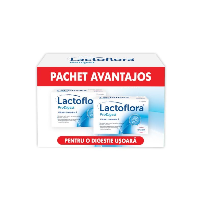 Pachet Lactoflora Prodigest, 10 + 10 capsule, Stada Balonare 2023-10-02