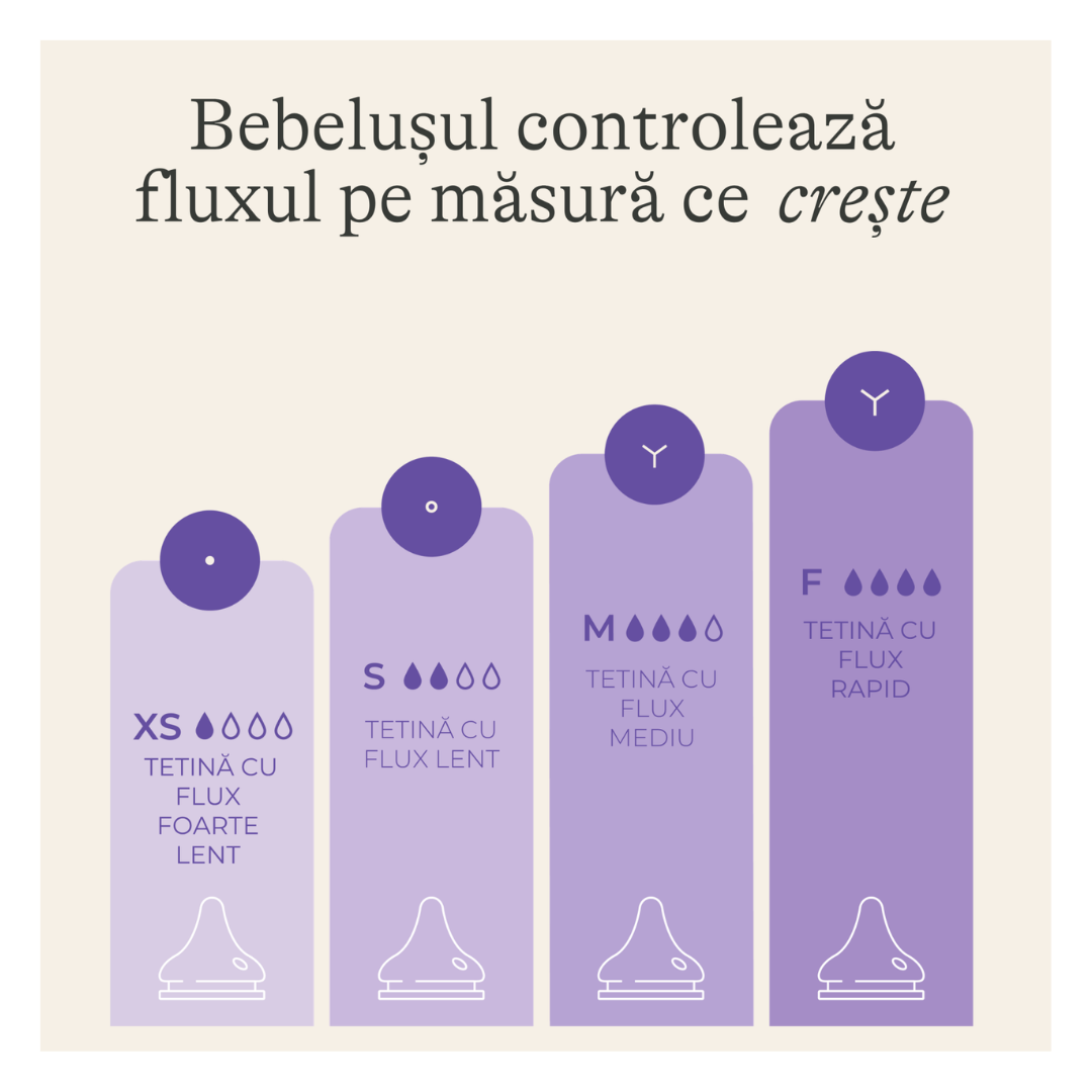 Tetina cu flux lent, 2 bucati, Lansinoh