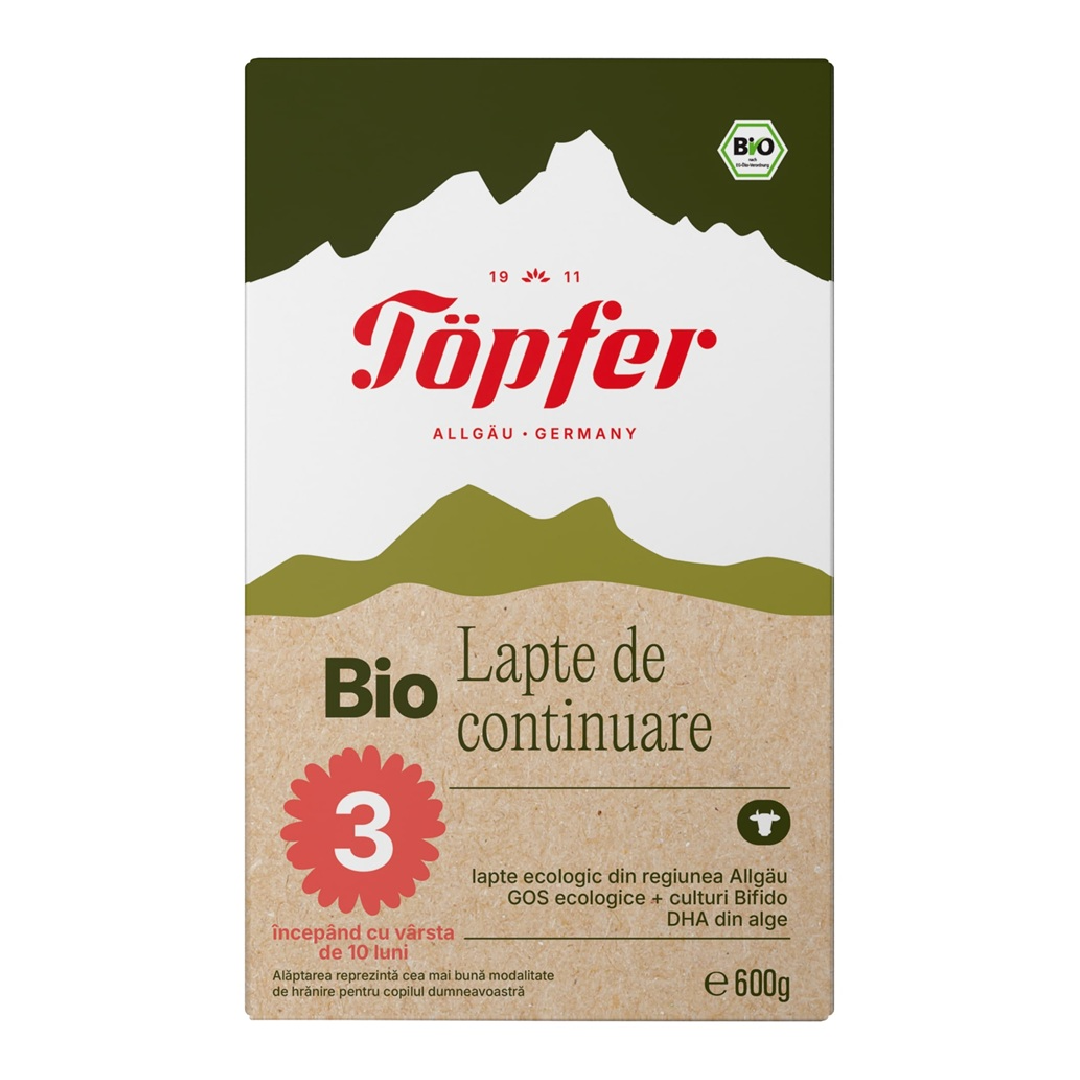 Formula lapte de continuare Bio 3, 10+ luni, 600 g, Topfer
