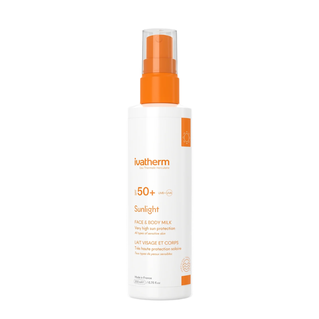 Lapte pentru fata si corp cu protectie solara SPF 50+ Sunlight, 200 ml, Ivatherm