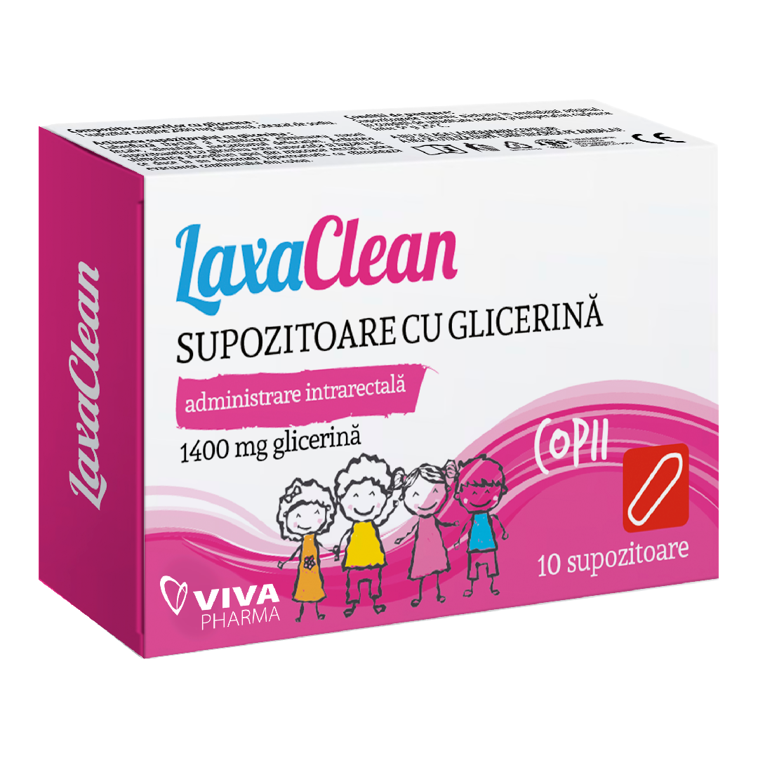 Supozitoare cu glicerina pentru copii LaxaClean, 10 bucati, Viva Pharma
