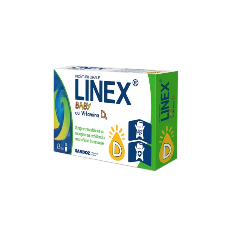 Linex Baby cu Vitamina D3, 8 ml, Sandoz Baby imagine noua