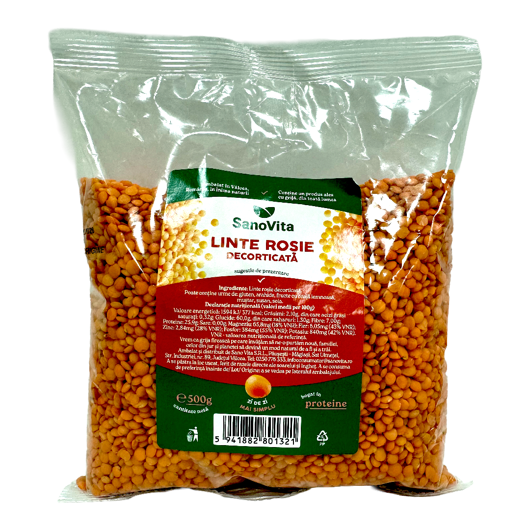 Sanovita Linte Rosie decorticata, 500 g