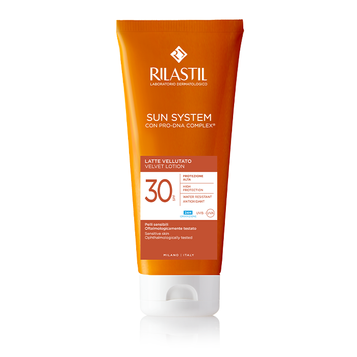 Lotiune catifelata cu SPF 30 Sun System, 200ml, Rilastil