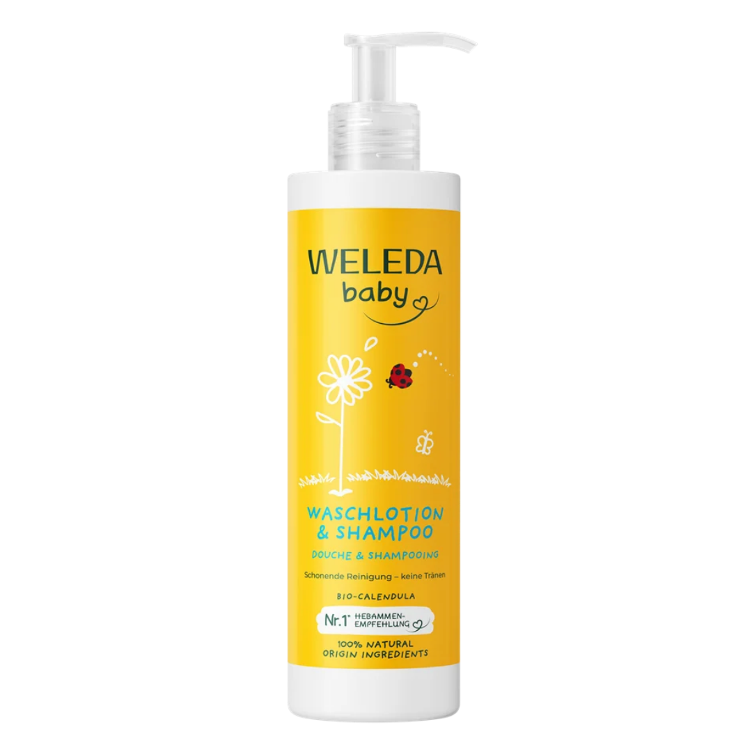 Lotiune de curatare si sampon cu galbenele Baby, 400 ml, Weleda