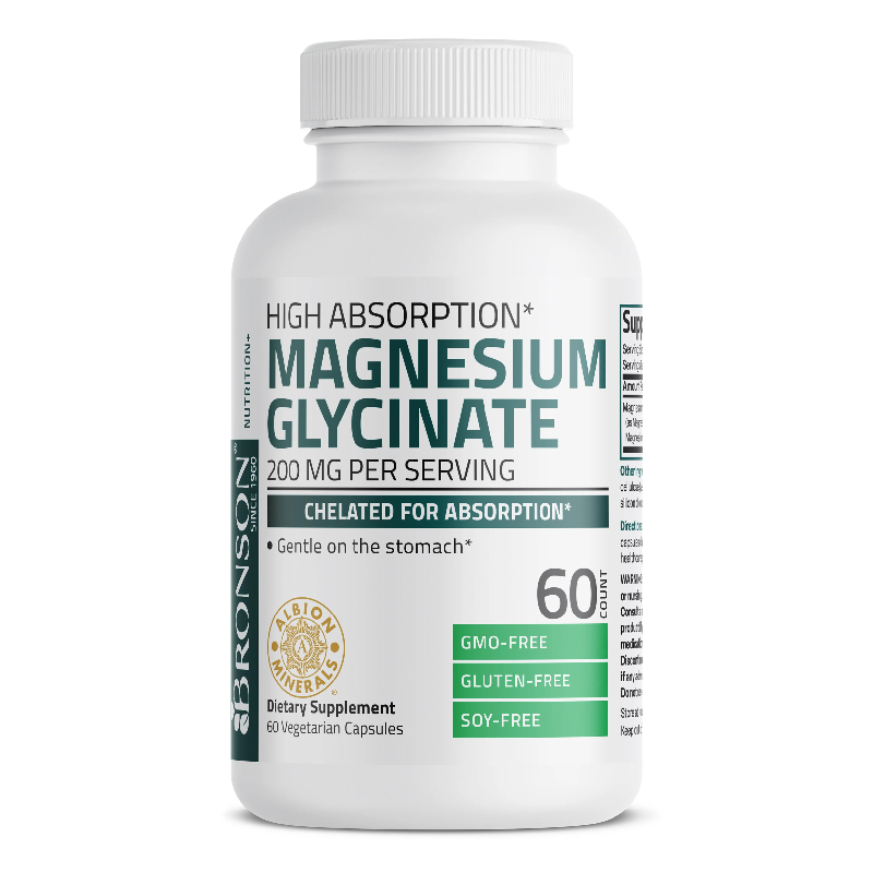 Magneziu Bisglicinat, 200 mg, 60 capsule, Bronson Laboratories