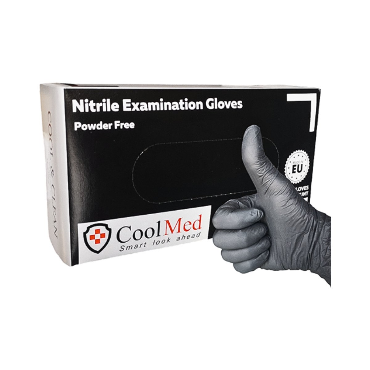 Manusi examinare nitril negre x 100 buc, CoolMed - S