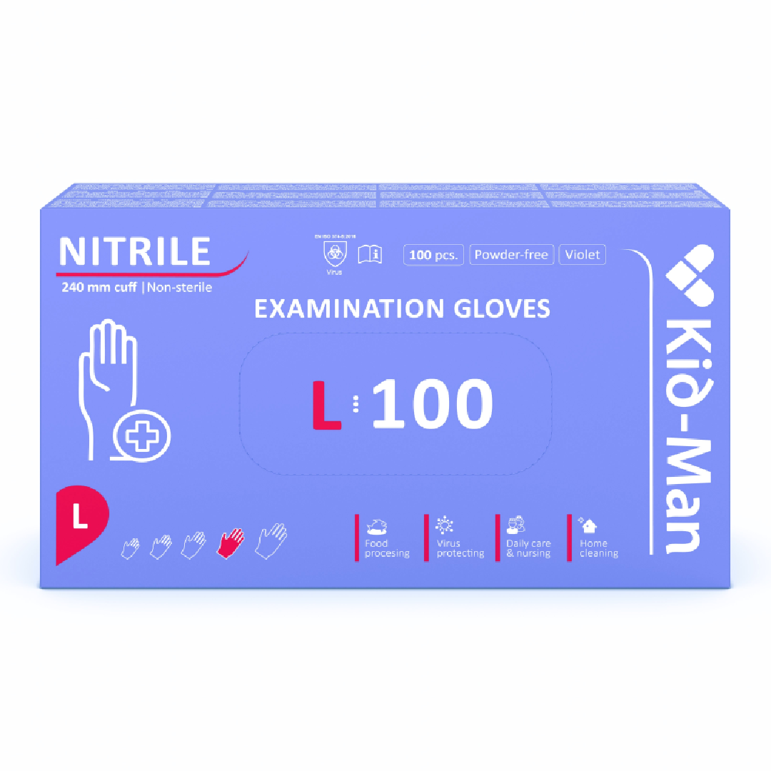 Manusi nitril nepudrate albastru violet S, 100 bucati, Kid-Man-L