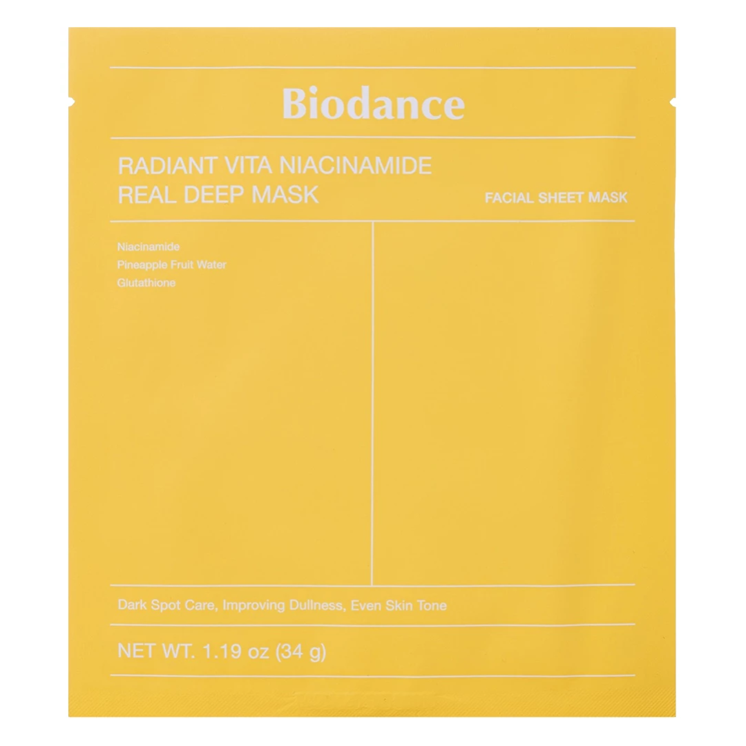 Masca pentru luminozitate Radiant Vita Niacinamide, 34 g, Biodance