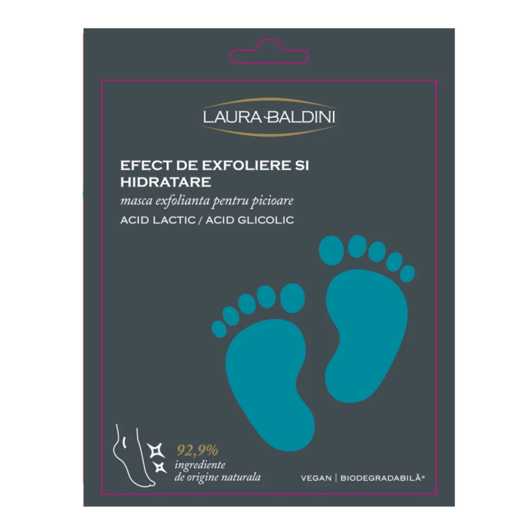 Masca servetel exfolianta pentru picioare, 20ml, Laura Baldini