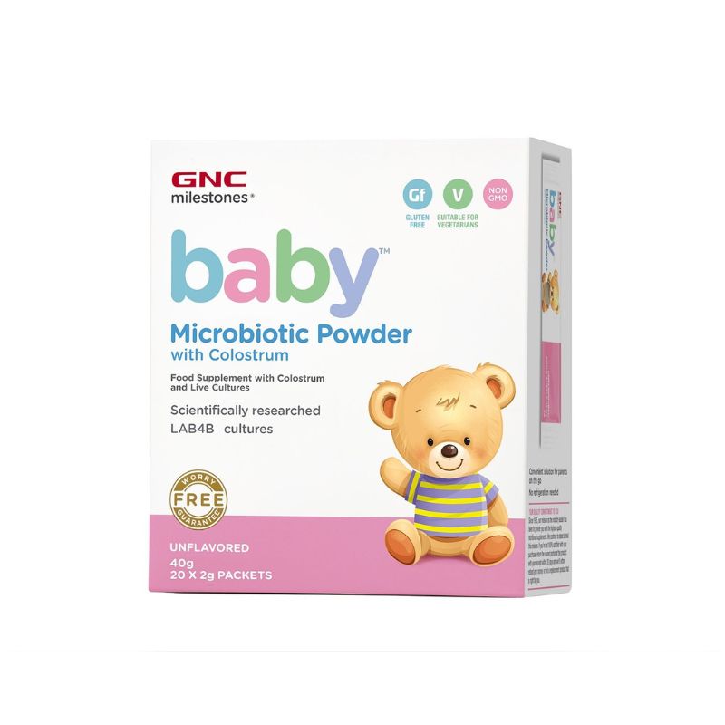Milestones® Baby™ microbiotic pudra cu colostru, fara aroma, 20 pliculete, GNC aroma imagine noua