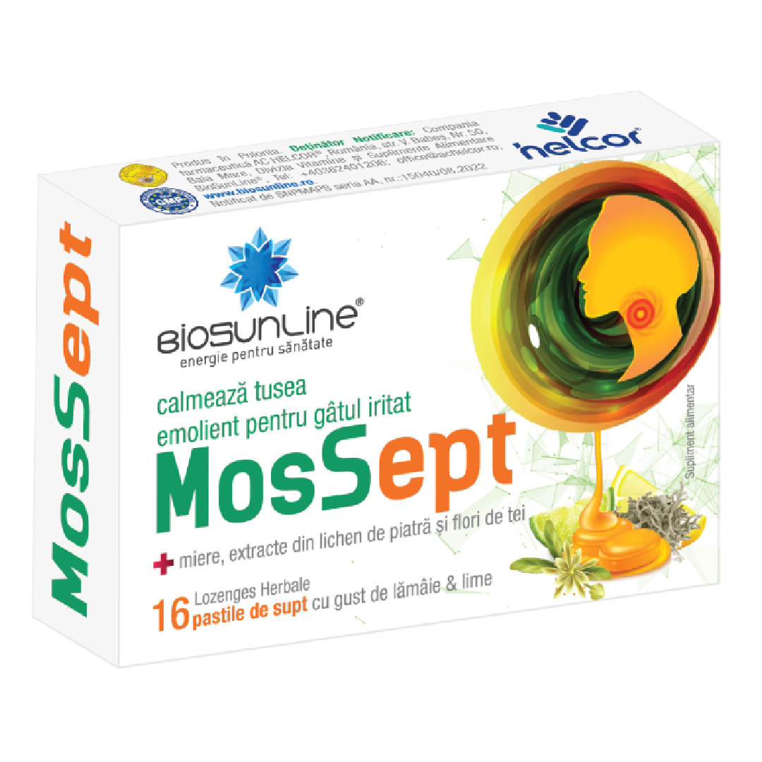 MosSept, 16 pastile de supt, BioSunLine 