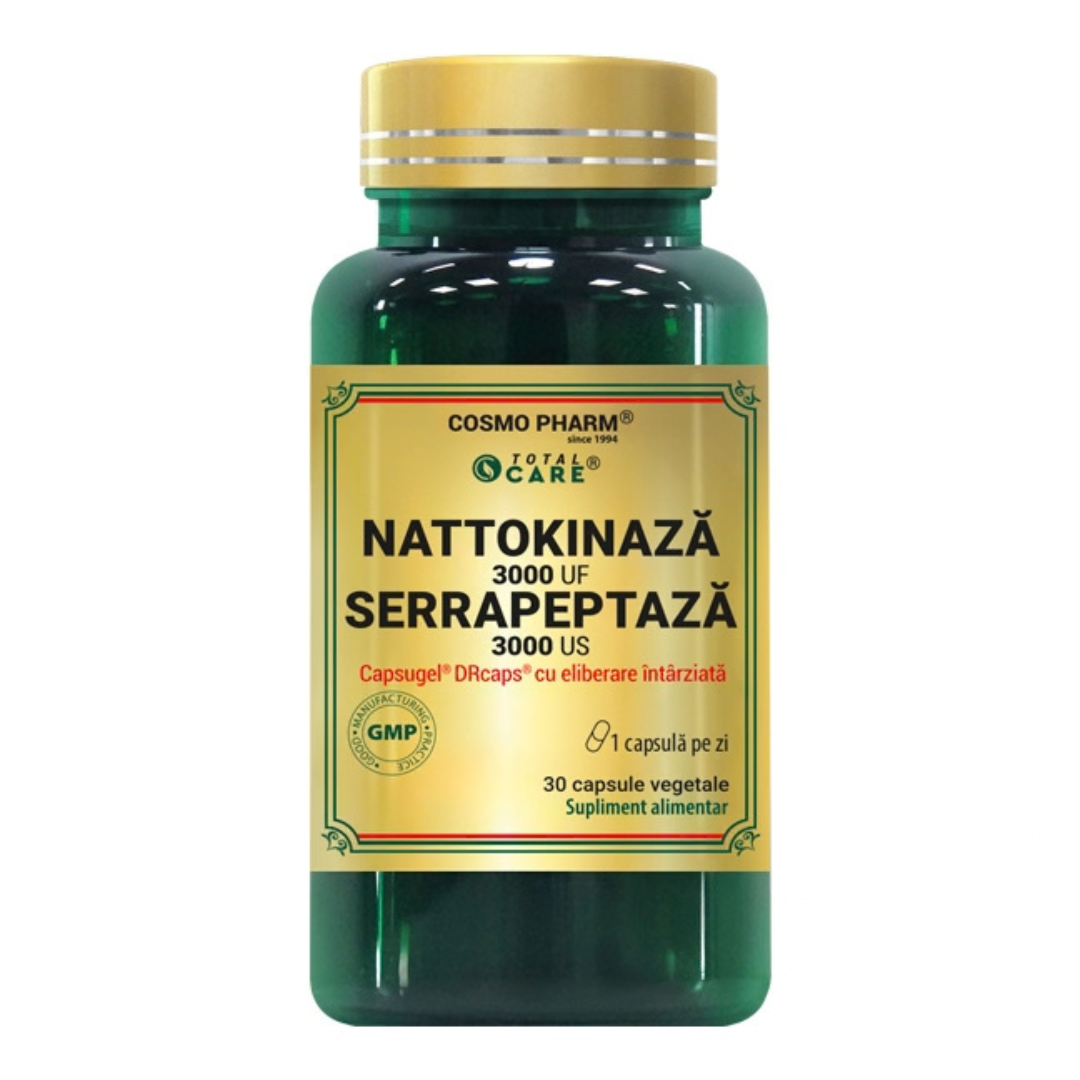 Nattokinaza Serrapeptaza, 30 capsule vegetale, Cosmo Pharm