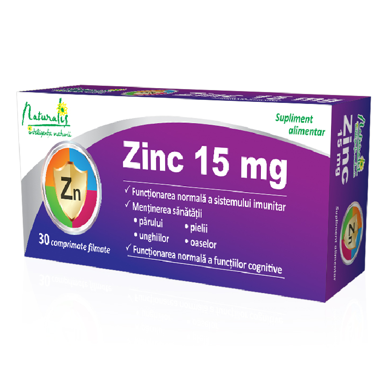 Zinc 15mg, 30 comprimate, Naturalis
