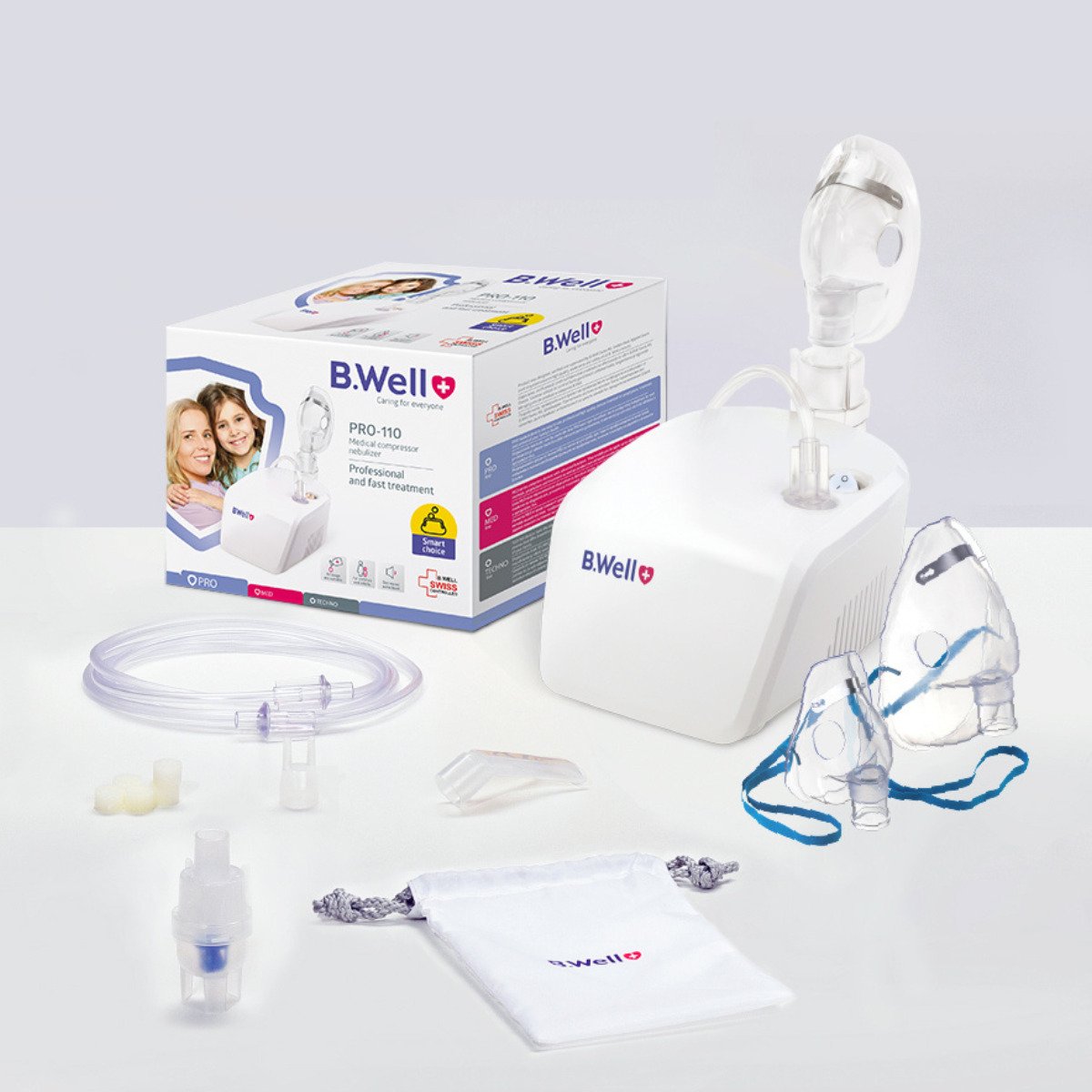 Nebulizator Cu Compresor Pentru Copii Si Adulti, Basic Pro-110, B.well