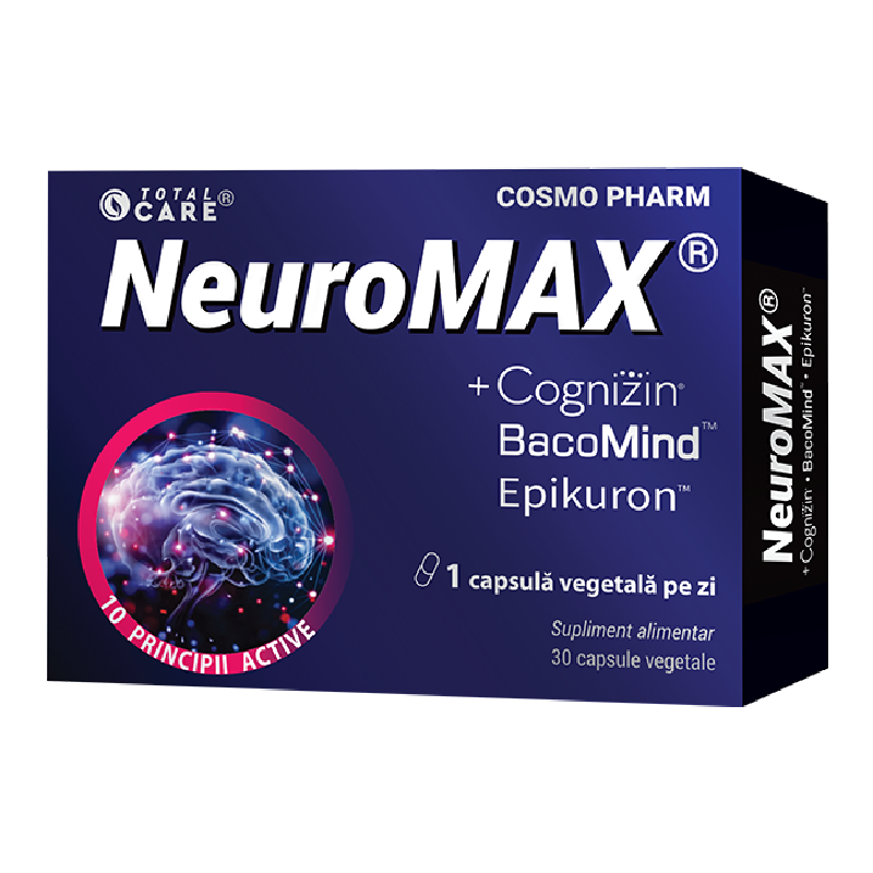 Neuromax + Cognizin® & BacoMind™️ Performanta Cerebrala, 30 capsule, Cosmopharm
