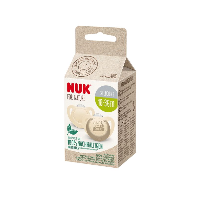 Suzeta din silicon Nature, crem, M3, 18-36 luni, 2 bucati, Nuk 18-36 imagine noua